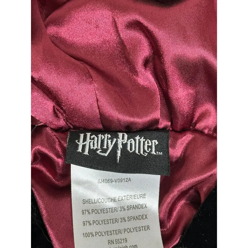 Harry Potter Gryffindor Hooded Robe Costume Costume Velvet Satin Black Red OneSz